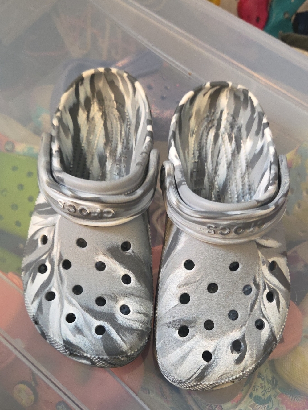 Kids Silver Foam Clogs - Lightweight Slip-On Shoes